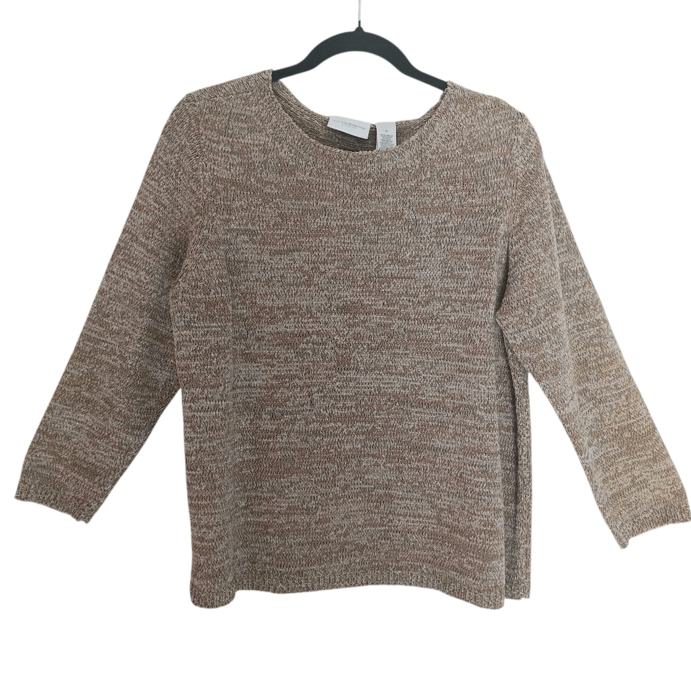Liz Claiborne Sweater Women's Size M Tan/Gold/Brown Vintage Boxy 80s/90s Classic